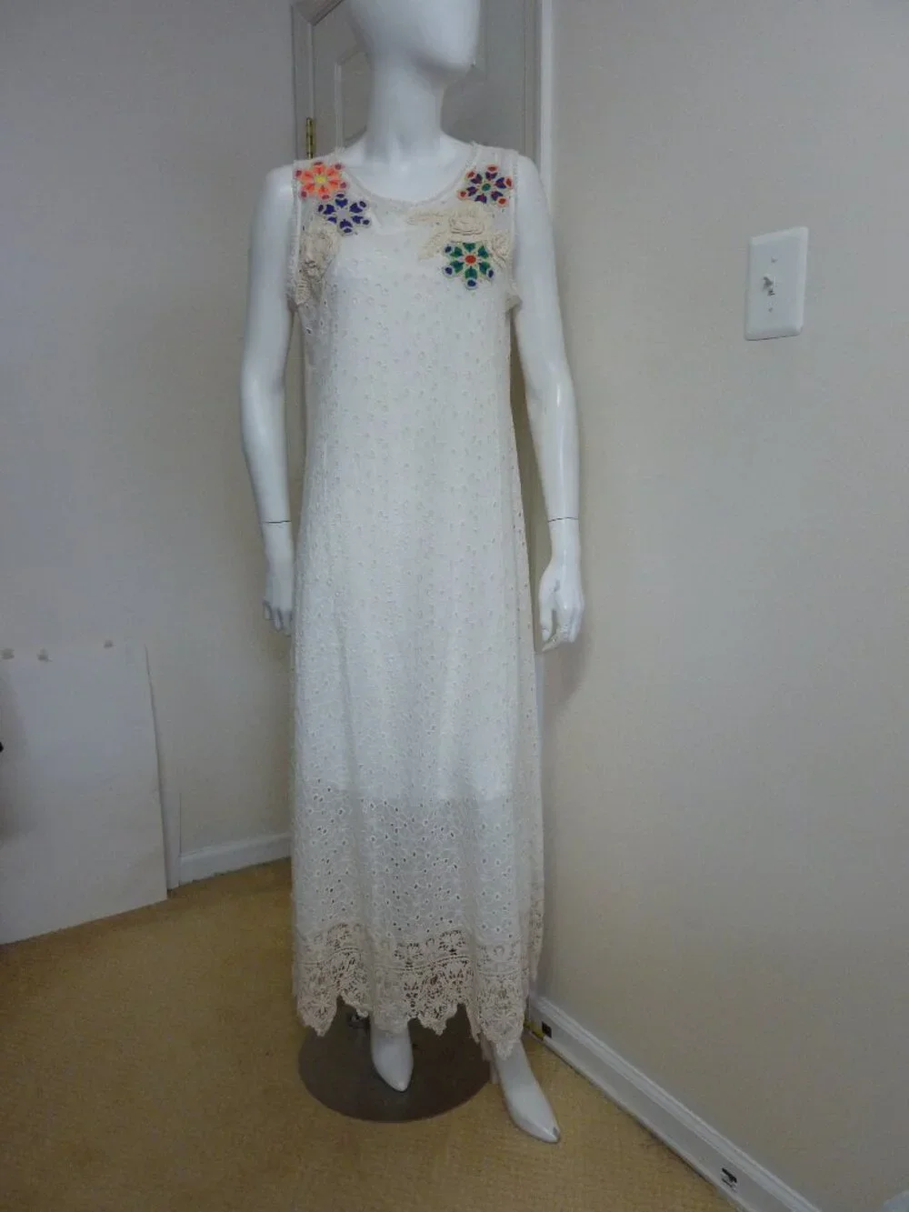 Johnny Was Natural Nydia Applique Tank Dress Slip - Picture 8 of 12